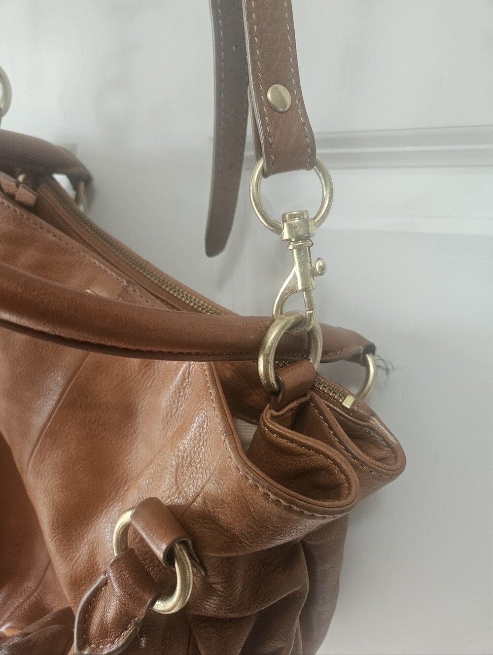 J.crew Classic Brown Leather Shoulder/ Crossbody Bag - Versatile Everyday Tote - Picture 4 of 13